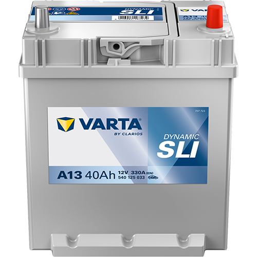 Batterie voiture VARTA A13 40Ah 330A avec bornes visibles, conçue pour véhicules, marque VARTA, image en gros plan