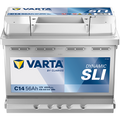 Batterie voiture Varta C14 L2 12V 56 Ah 480A avec bornes en métal, vue en gros plan.