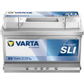 Batterie voiture VARTA E9 70Ah 640A, compatible avec véhicules, affichée dans une image claire et détaillée.