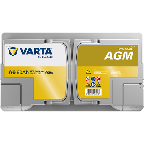 Batterie voiture VARTA A6 80Ah 800A pour véhicules, marque CANPAA SARL, montrée dans l'image.
