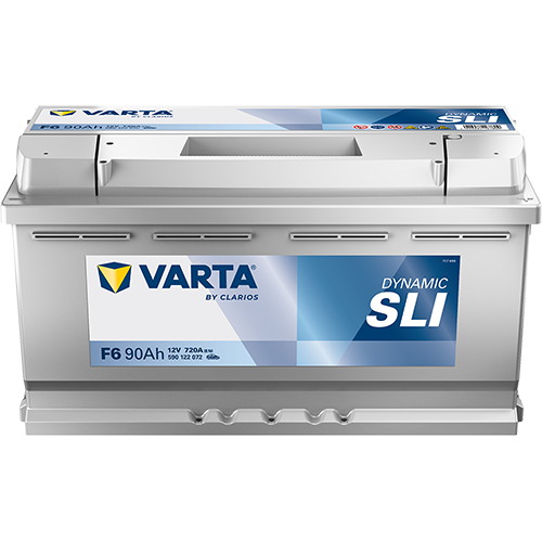 Batterie VARTA F6 90Ah 720A pour véhicules, marque CANPAA SARL, avec bornes et étiquette visible.