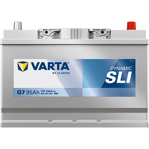 Batterie voiture VARTA G7 95Ah 830A de CANPAA SARL, vue de face avec bornes de connexion visibles