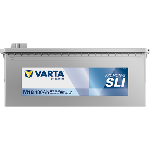 Batterie VARTA M18 180Ah 1000A de CANPAA SARL, vue de la batterie avec bornes et étiquette visible.