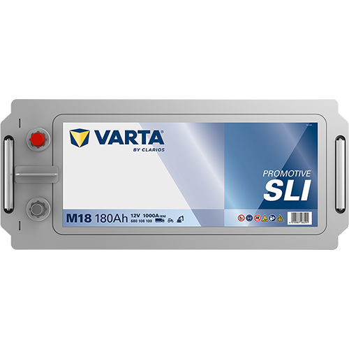 Batterie VARTA M18 180Ah 1000A de CANPAA SARL, vue de face avec bornes de connexion visible.