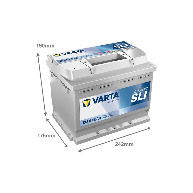 BATTERIE VOITURE VARTA D24 60AH 540A (EN)