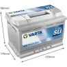 Batterie VARTA E13 70Ah 640A pour voiture, vue de face avec bornes visibles, marque VARTA, image claire et détaillée